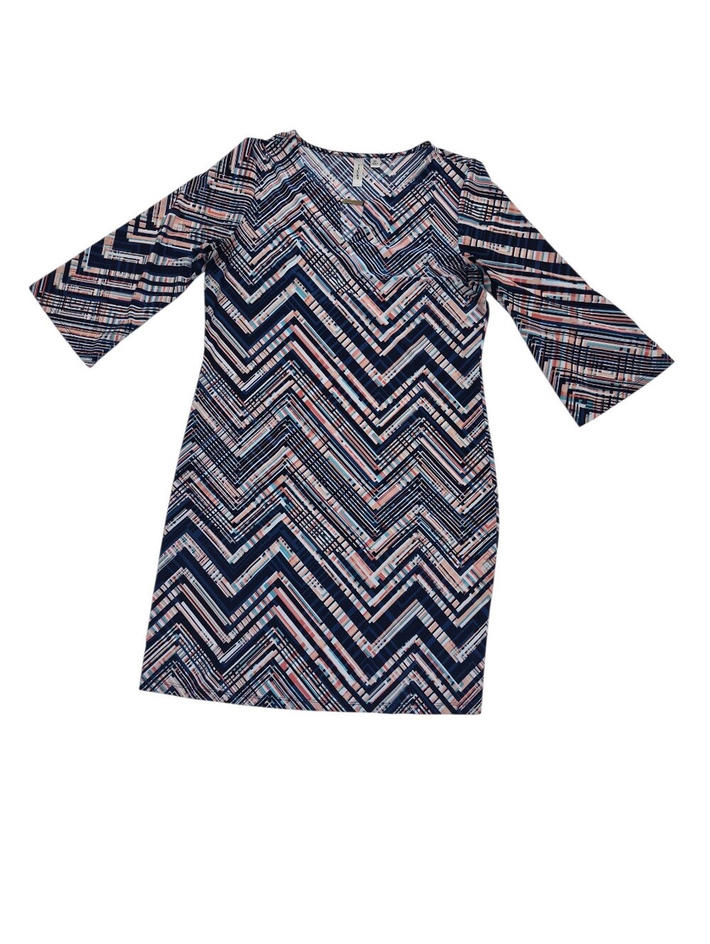 Tacera Black Maxi Dress with White Geometric Print and Pink Accents